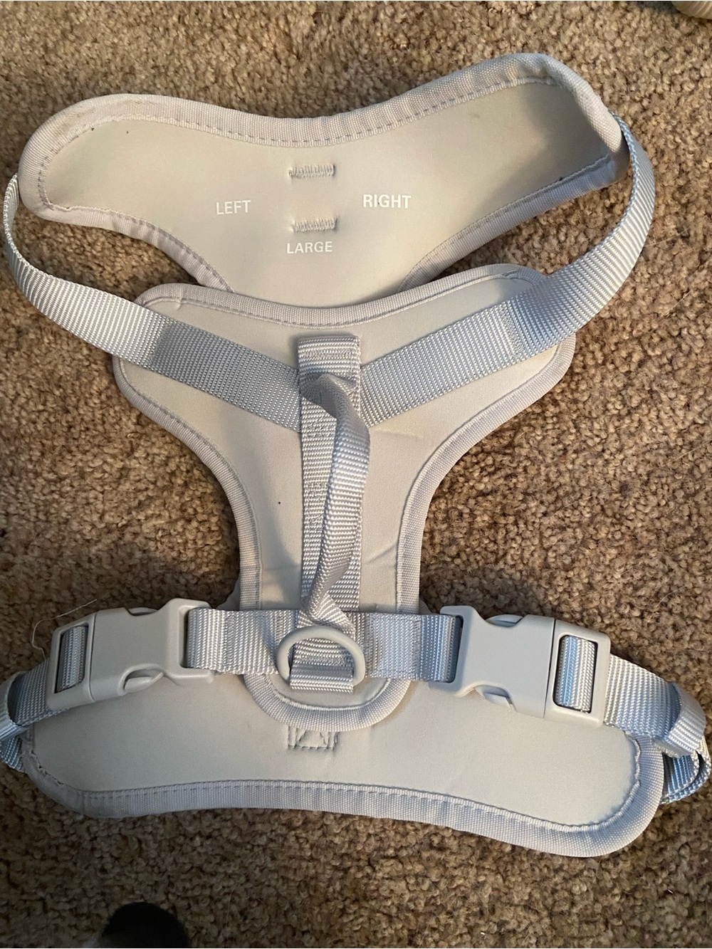 Large Neutral Gray Padded Dog Harness with Adjustable Straps